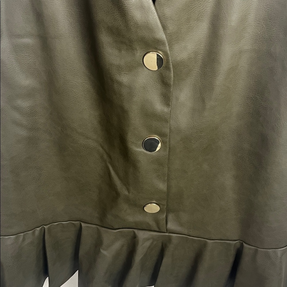 Zara Dark Green brown faux leather Buttoned Sleeveless Dress new small - Picture 4 of 5